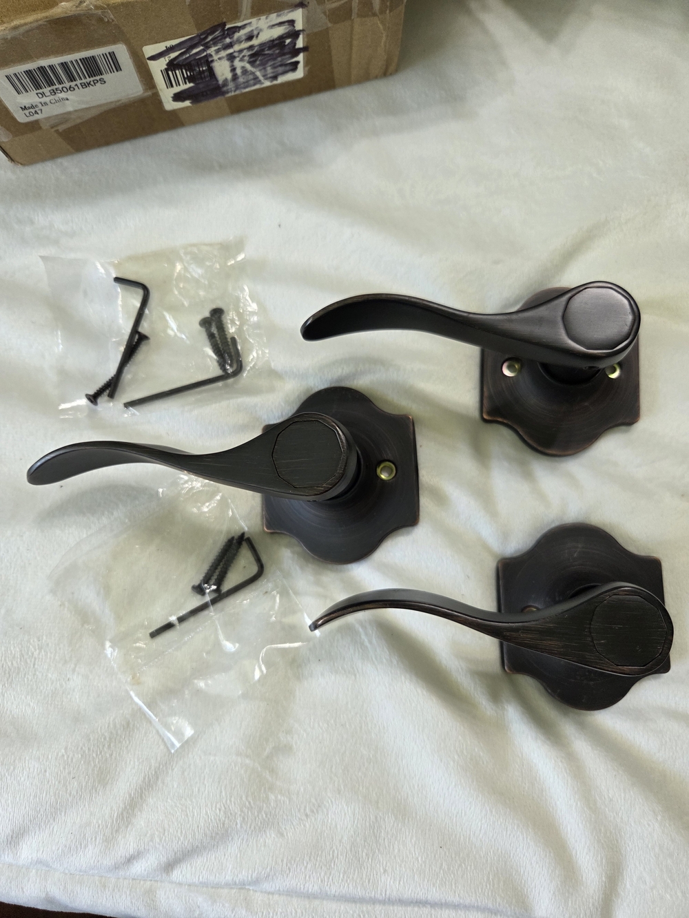 3 Oil Rubbed Bronze Curved Lever Door Handle - Left Hand Dummy Lever